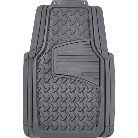 Maxi Trac 4WD Grey Rubber Diamond Plate Car Front Floor Mats Pair - MTCM2PCFDPGRY