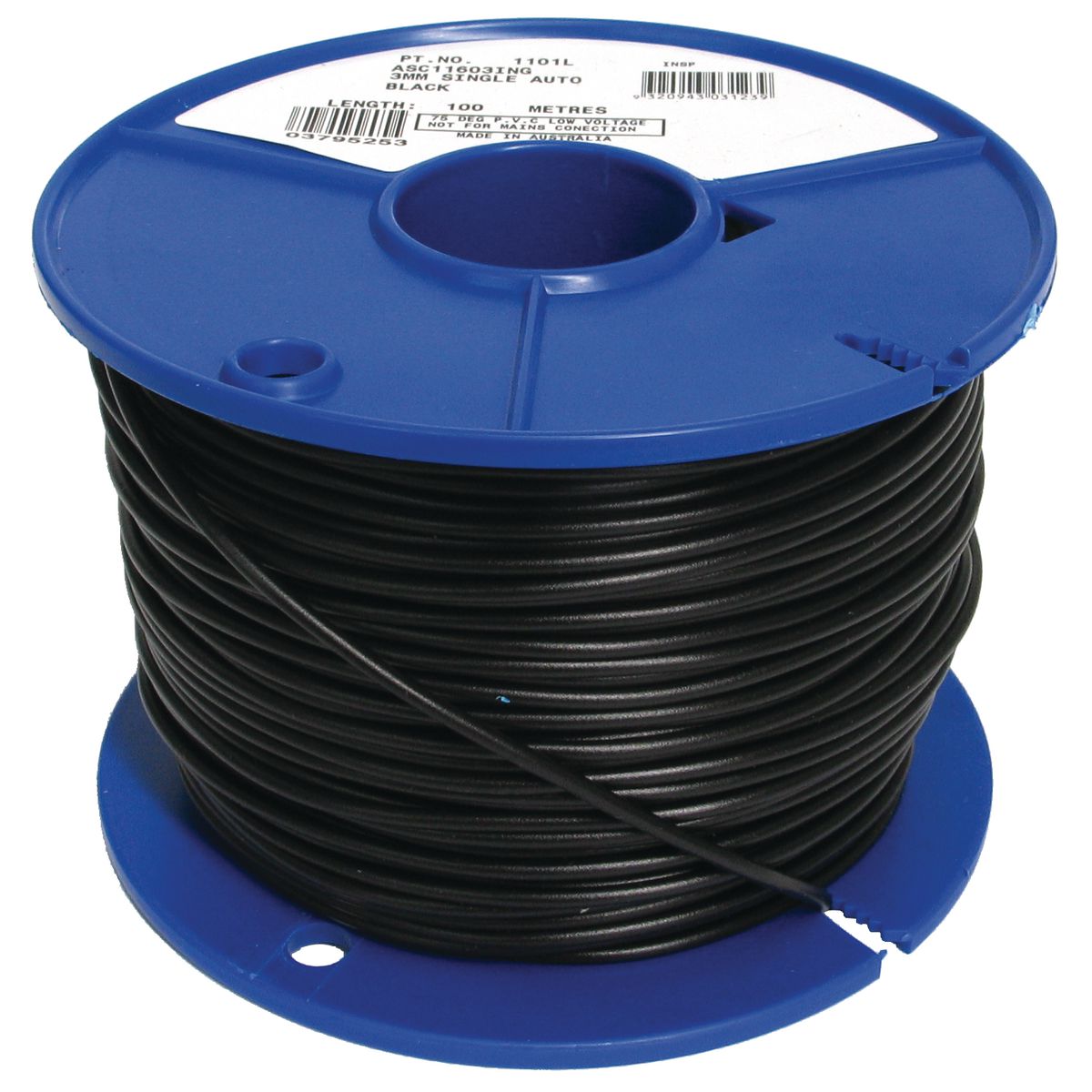 OEX Automotive Cable Single Core 3mm Black 100M Roll - ACX0700L