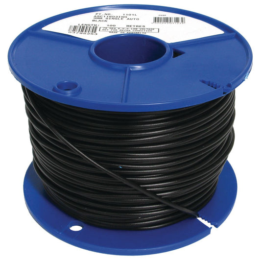 OEX Automotive Cable Single Core 3mm Black 100M Roll - ACX0700L