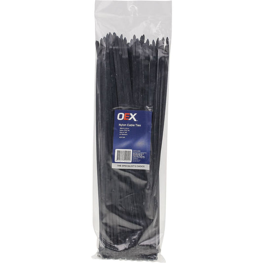 OEX Nylon Cable Ties 4.8mm x 370mm Black 100 Pack - ACX1320