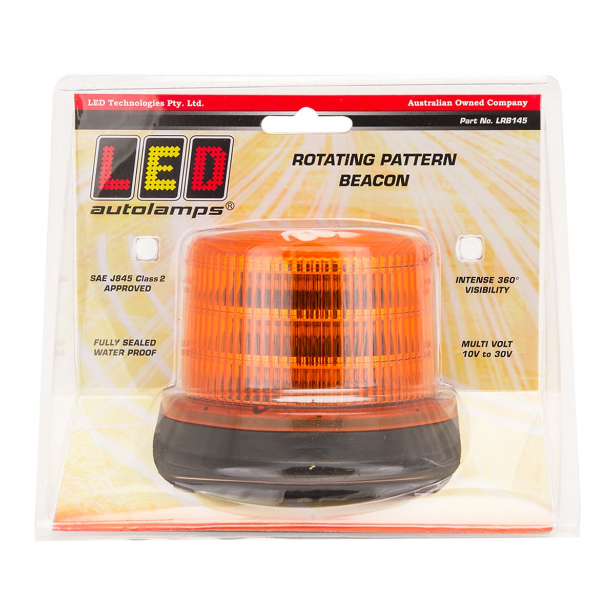 LED Autolamps LED Beacon Amber 10 to 30V Permanent Mount - LRB145