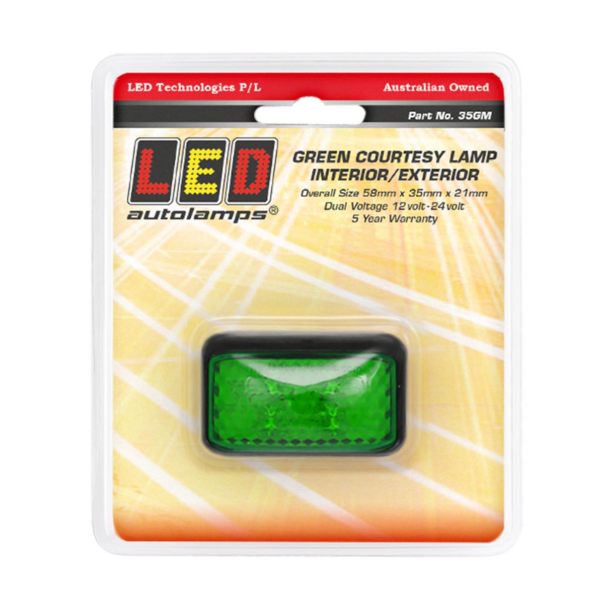 LED Autolamps 10/30V Green Courtesy Lamp With 4 Green LEDs - 35GM