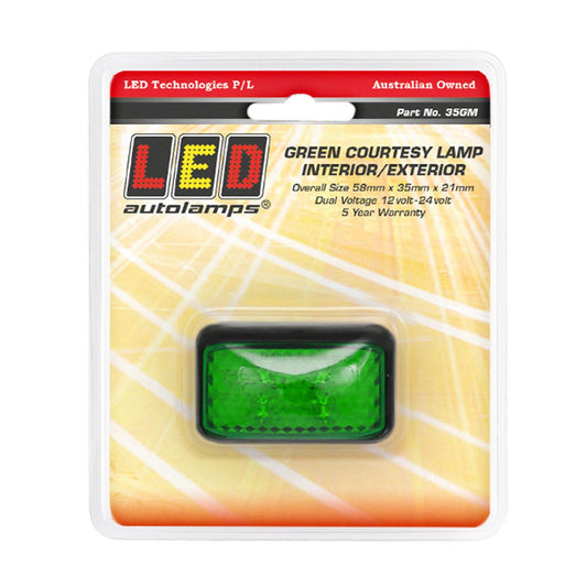 LED Autolamps 10/30V Green Courtesy Lamp With 4 Green LEDs - 35GM