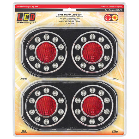 LED Autolamps 12V LED Stop/Tail/Indicator Lamp With Licence Plate Light Left & Right Side Twin Pack - 209GARLP2
