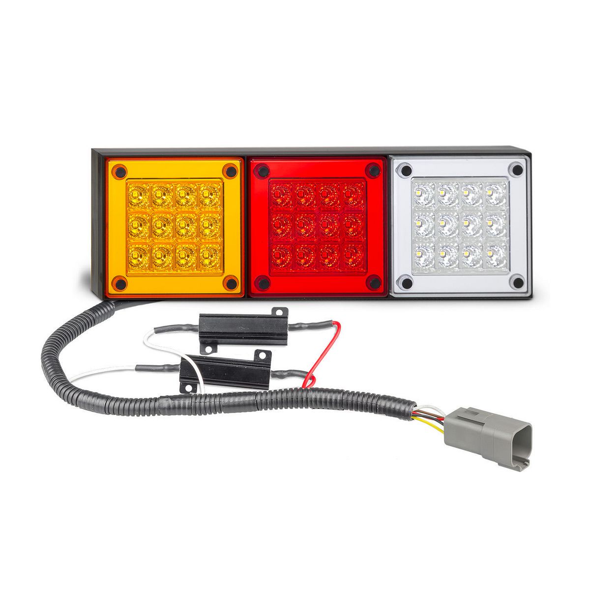 LED Autolamps  Stop/Tail/Reverse LED Light Kit w/Male Plugs 12v Boxed - 280ARWM2LR12/450