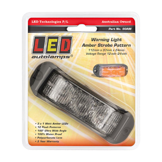 LED Autolamps 12/24V Amber Emergency Lamp With Strobe Surface Mount - 90AM