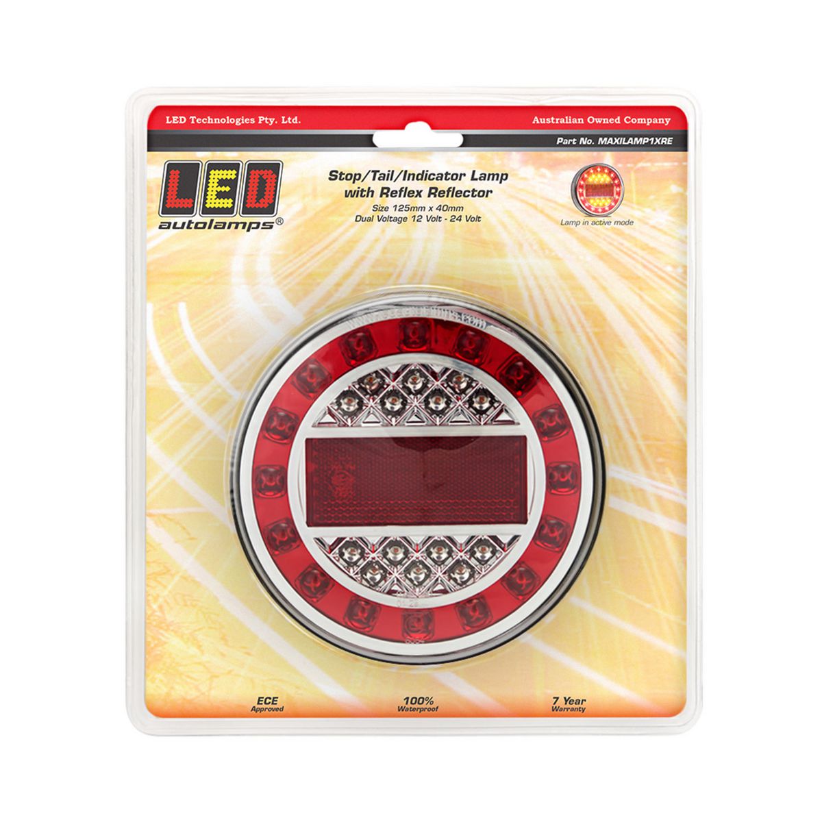 LED Autolamps 12/24V Maxilamp Stop/Tail/Indicator/Reflector Single Lamp - MAXILAMP1XRE