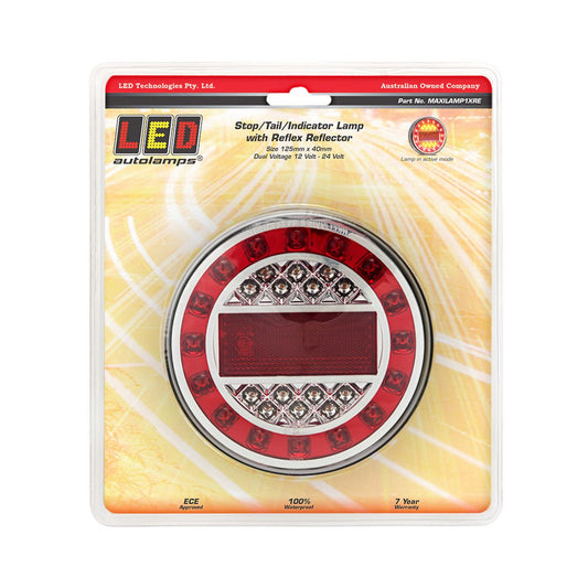 LED Autolamps 12/24V Maxilamp Stop/Tail/Indicator/Reflector Single Lamp - MAXILAMP1XRE