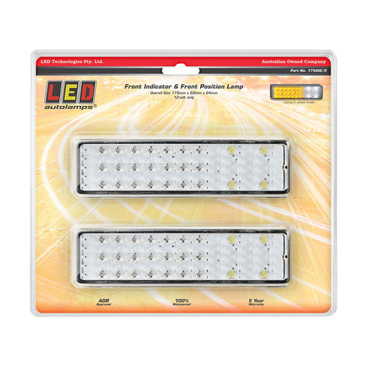LED Autolamps LED Autolamps Front Indicator/Position LED Light Clear Lens 12v  Twin Blister Pack - 175AW/2