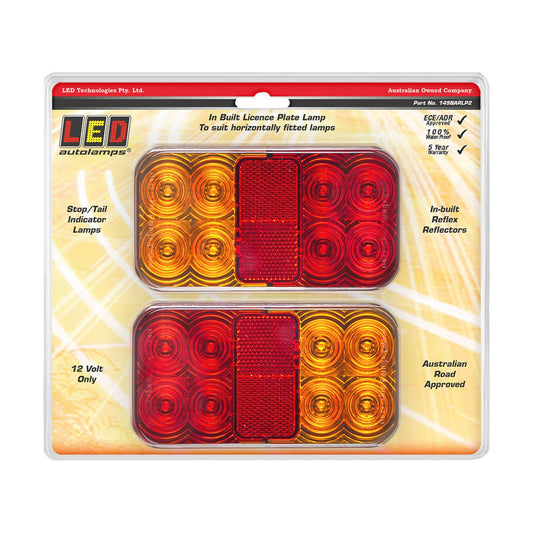 LED Autolamps 12V Stop/Tail/Indicator/Licence Plate Lamp With Reflector Twin Blister - 149BARLP2
