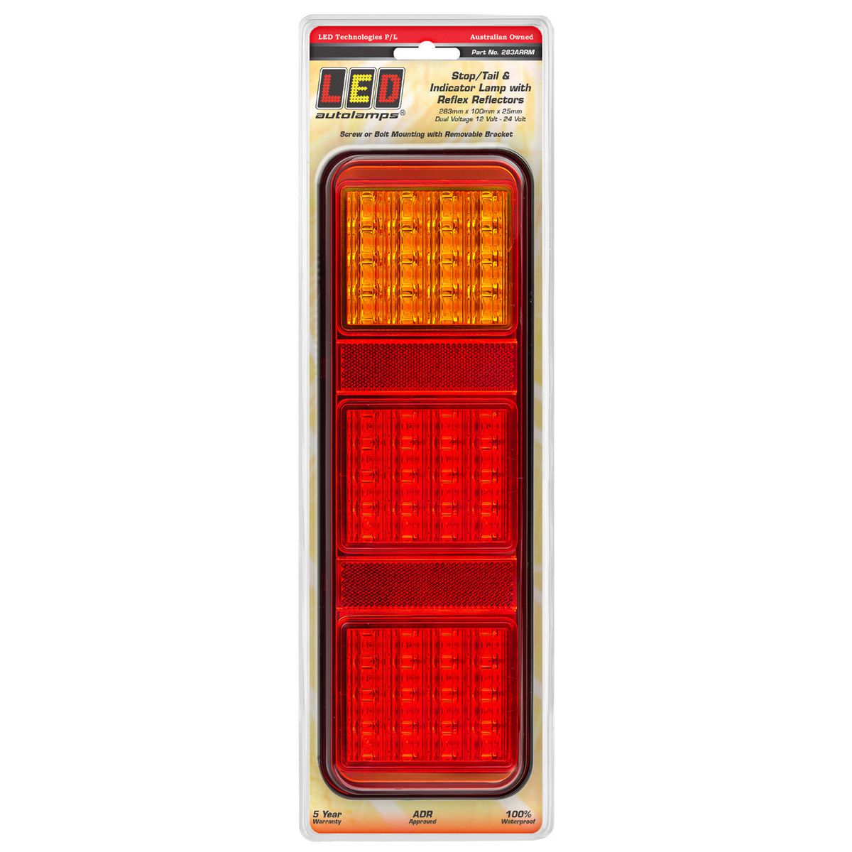 LED Autolamps 12/24V Stop/Tail/Indicator Lamp With Inbuilt Reflectors Screw Or Bolt On Mount - 283ARRM