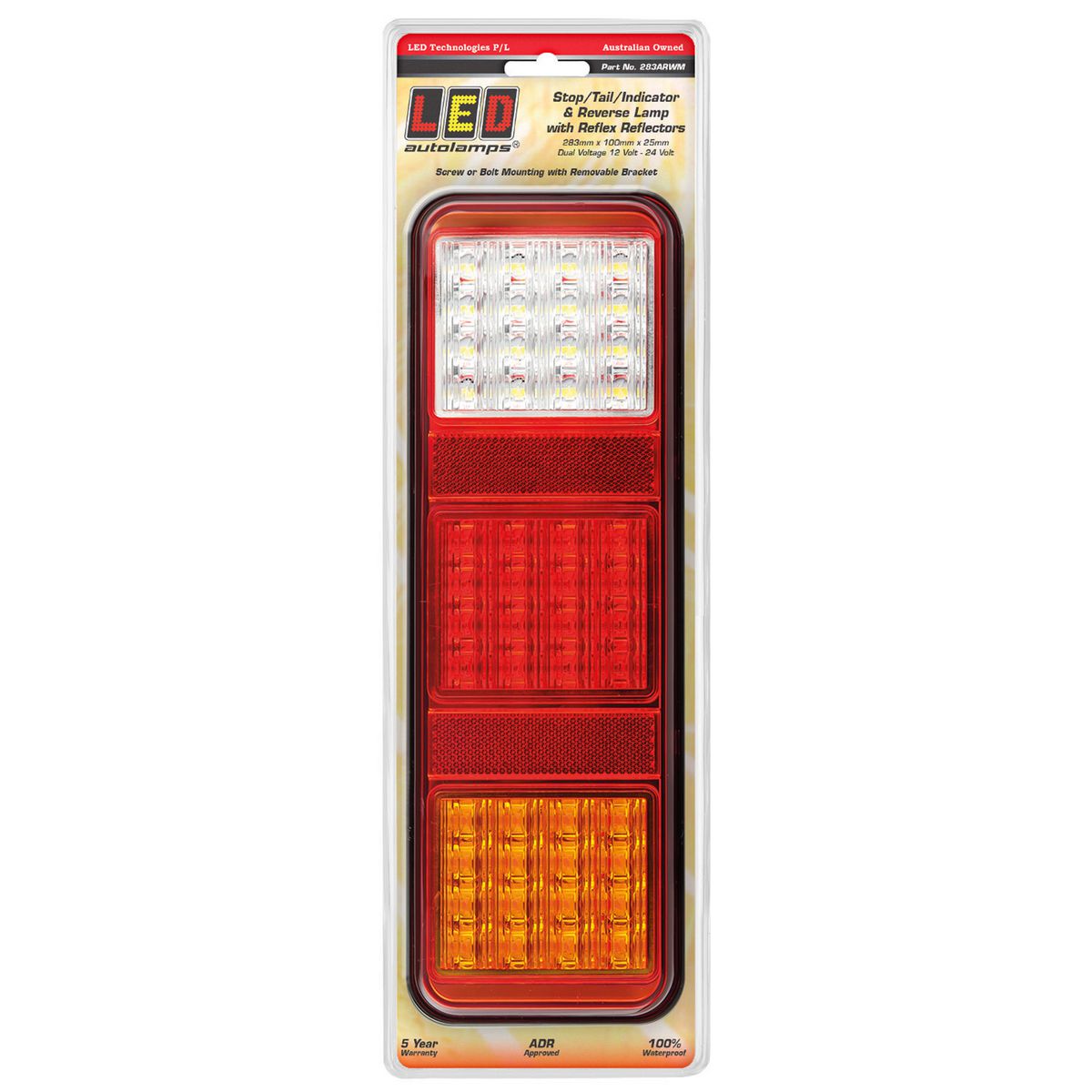 LED Autolamps 12/24V Stop/Tail/Indicator/Reverse Lamp With Inbuild Reflectors - 283ARWM