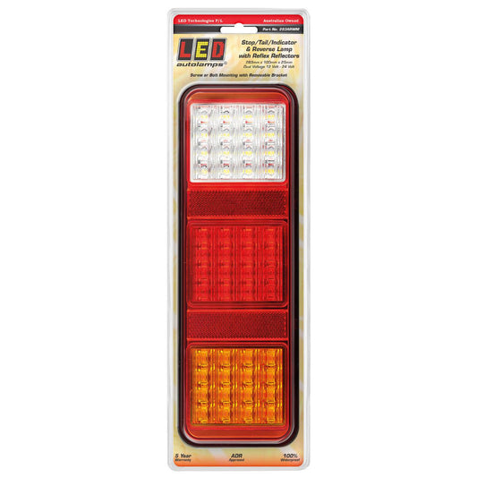 LED Autolamps 12/24V Stop/Tail/Indicator/Reverse Lamp With Inbuild Reflectors - 283ARWM