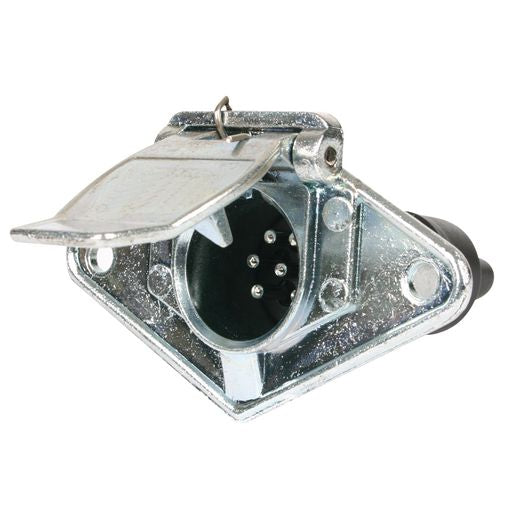 OEX Trailer Socket 7 Pin Small Round Metal - ACX2791