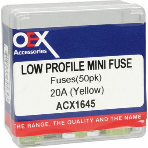 OEX Fuse Low Profile Mini Blade 20A Yellow (Pack of 50) - ACX1645