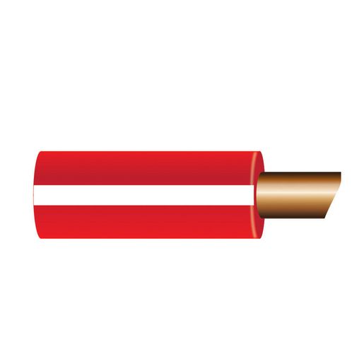 OEX 2mm Single Core Automotive Cable, Red With White Trace - 100m Roll - ACX0569/100
