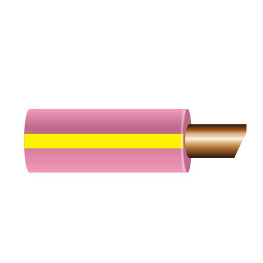 OEX 3mm Single Core Automotive Cable, Pink With Yellow Trace - 500m Roll - ACX0781/500