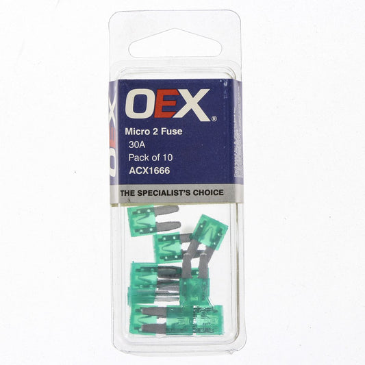 OEX Fuse Micro 2-Blade 30A Green (Pack of 10) - ACX1666