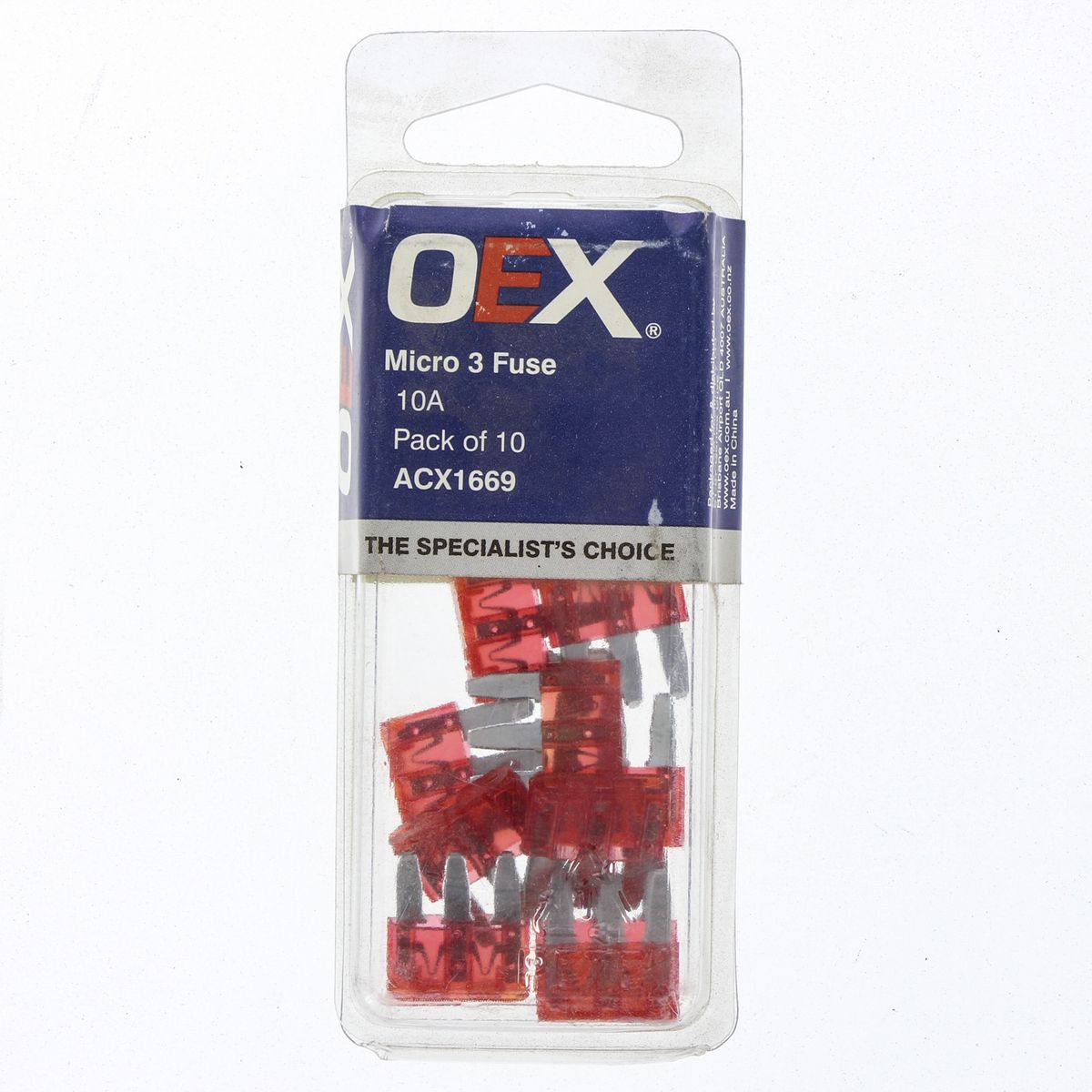 OEX Fuse Micro 3-Blade 10A Red (Pack of 10) - ACX1669