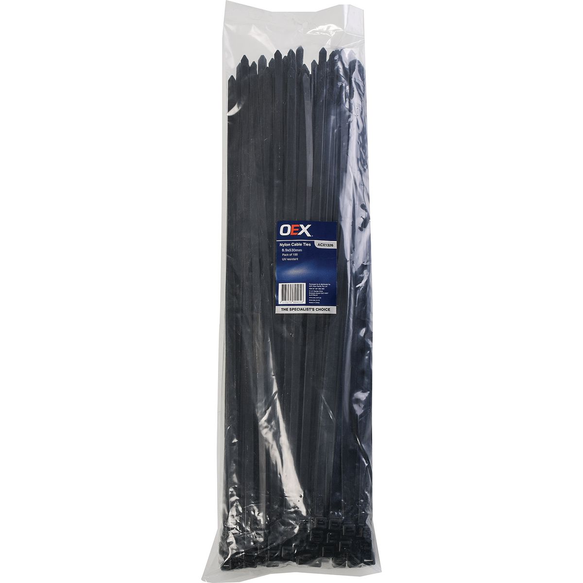 OEX Nylon Cable Ties 8.9mm x 530mm Black 100 Pack - ACX1326