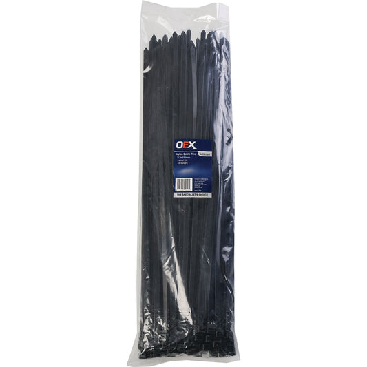 OEX Nylon Cable Ties 8.9mm x 530mm Black 100 Pack - ACX1326