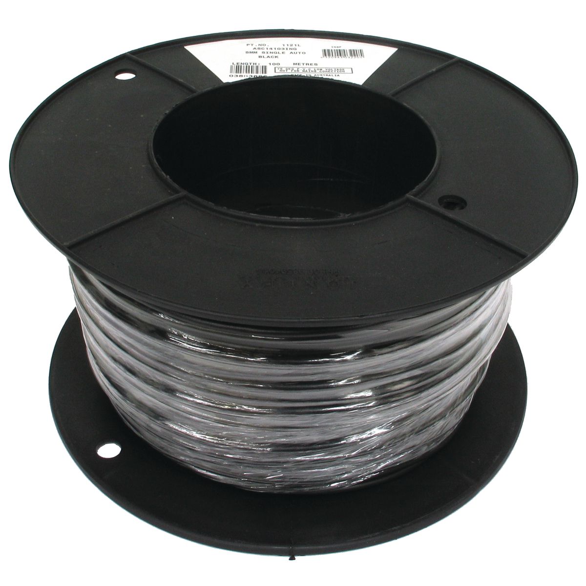 OEX Automotive Cable Single Core 5mm Black 100M Roll - ACX0750L