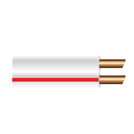 OEX 3mm Twin Core Automotive Cable, Figure 8, White with Red Trace - 500m Roll - ACX0833/500