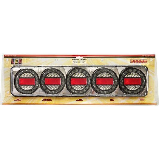 LED Autolamps  12/24V Maxilamp 5 Lamp Combination Stop/Tail/Indicator/Reverse/Reflector - MAXILAMPC5XRW