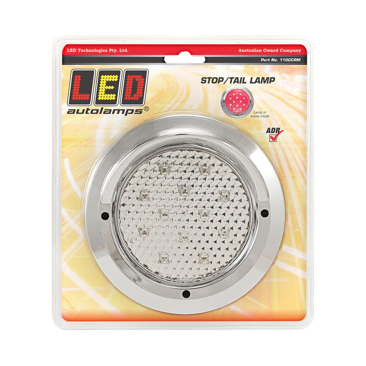 LED Autolamps 12/24V Round LED Stop/Tail Lamp Grommet And Chrome Flange - 110CCRM
