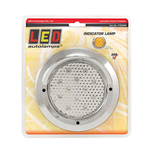 LED Autolamps 12/24V LED Indicator Round Chrome Series Blister Pack - 110CCAM