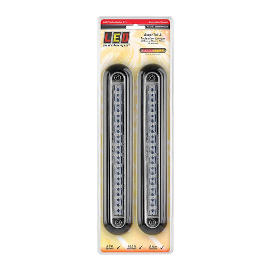 LED Autolamps 12V Stop/Tail/Indicator Lamp Black PCB Black Bracket Twin Blister - 235BBSTI12/2