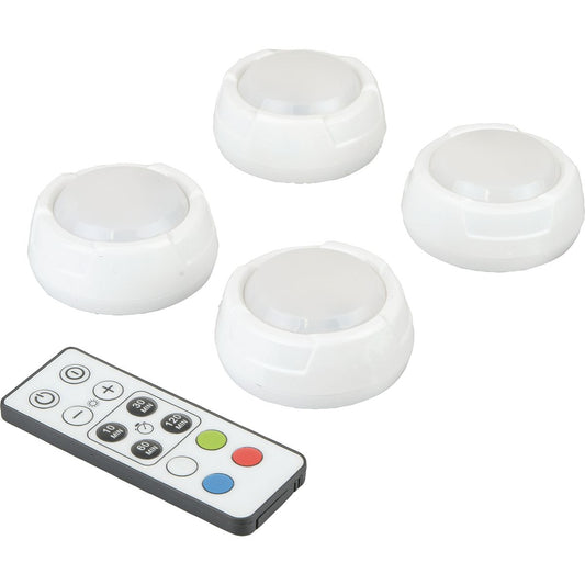 Mechpro Blue LED Puck Lights w/ Remote Control 4pk - MPPCK4PC