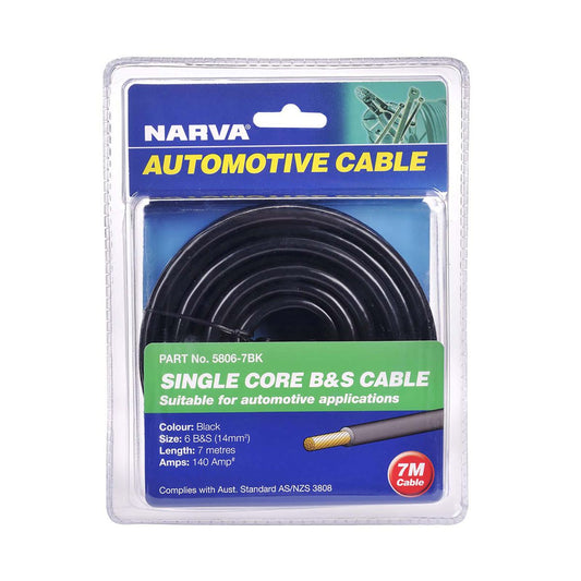 Narva 6 B&S Single Core Battery Cable Black 7M - 5806-7BK