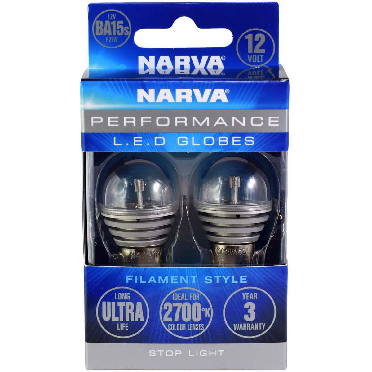 Narva LED Globe 12V 2700K 410Lm Ba15S - 18222BL