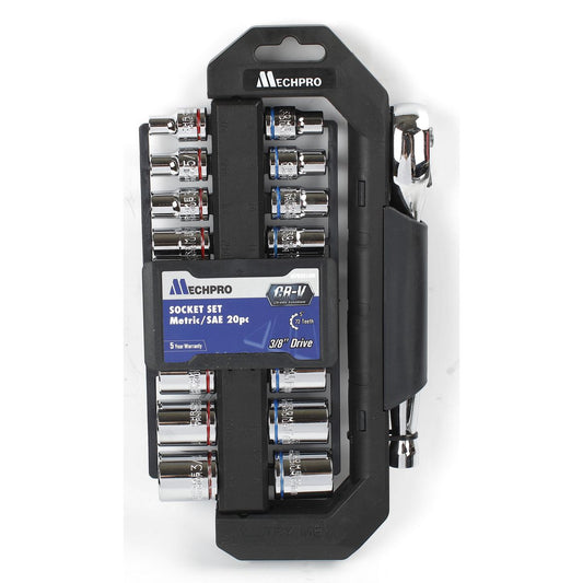 Mechpro Blue Socket Set Metric/SAE 3/8In Drive 20pc - MPBSK142K