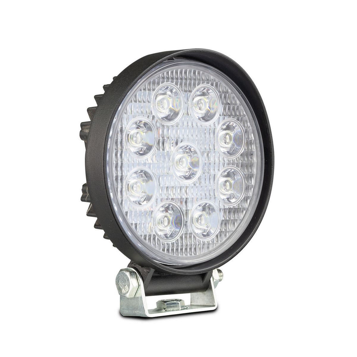 LED Autolamps 9/32V High Powered Round Flood Lamp Black Powder Coated Aluminium - FL2