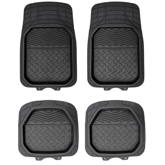 Maxi Trac Heavy Duty Shallow Dish Floor Mat Set 4 Piece Black - MTCM4PCSDBK