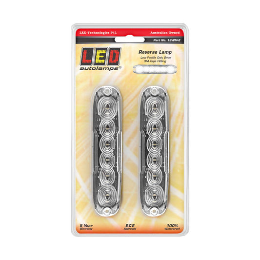 LED Autolamps  12/24V LED Reverse Lamp Screw Surface Mount Blister Pack - 12WM-2