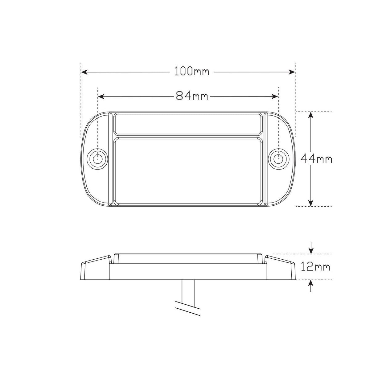 LED Autolamps 12/24V Amb/Red Right Sm - 44ARMRB