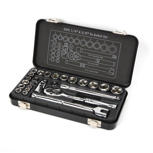 Mechpro Blue Socket Set Metric 1/4In & 3/8In Drive 26pc - MPBSK153K