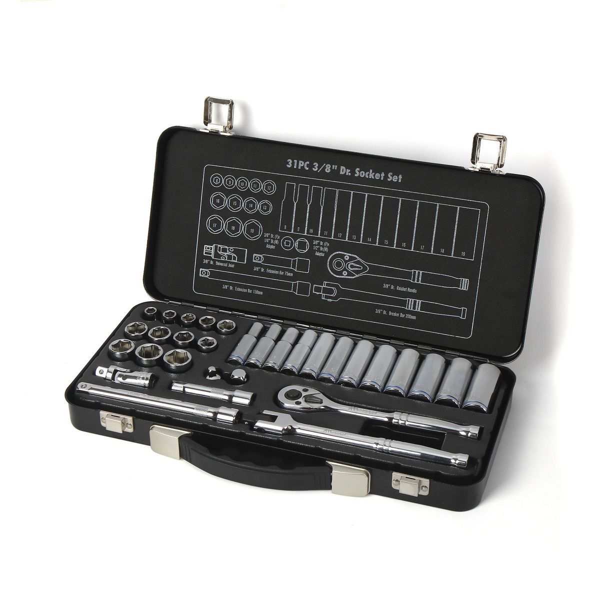 Mechpro Blue Socket Set Metric 3/8In Drive 31pc - MPBSK156K