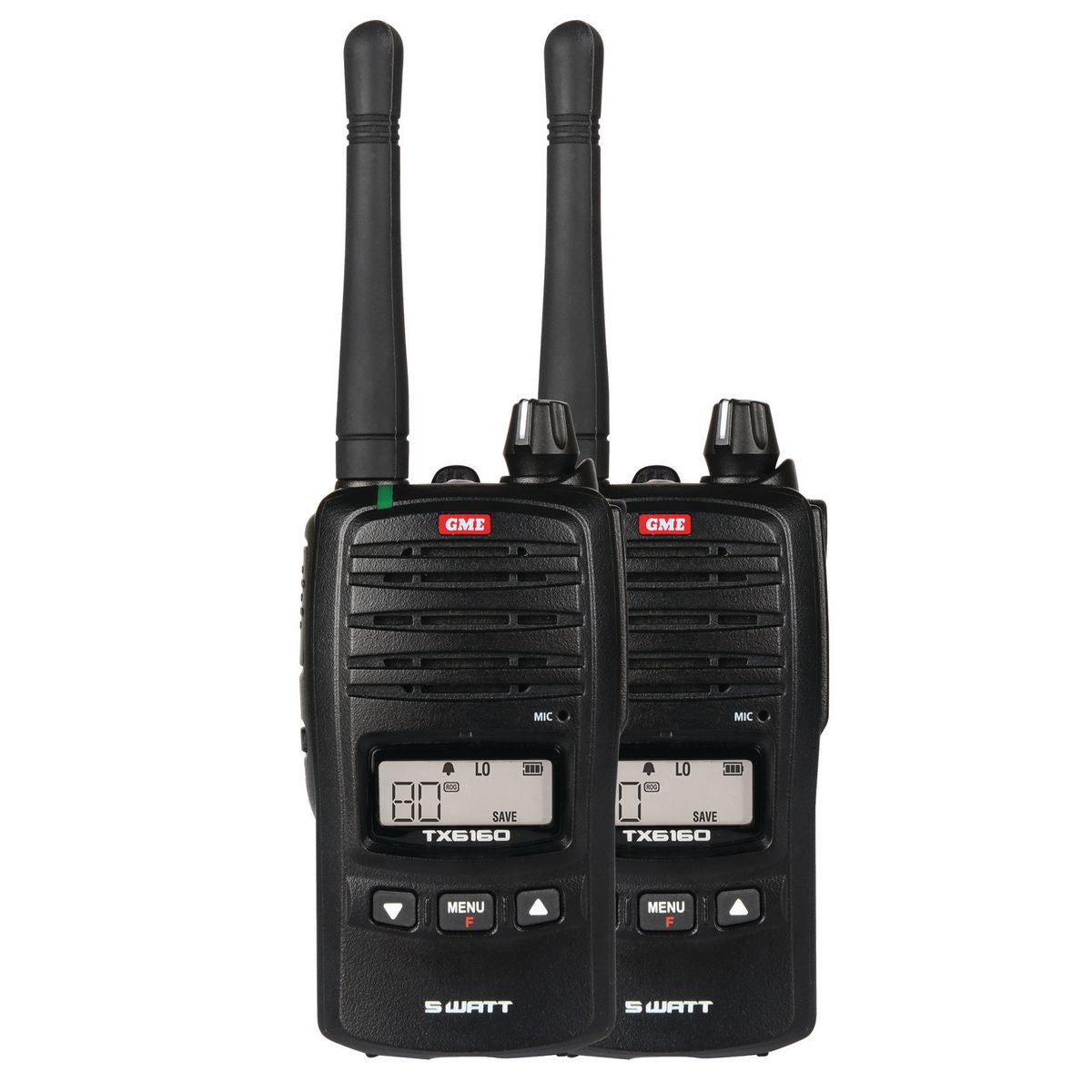GME 5/1 Watt UHF CB Handheld Radio including Accessories Twin Pack - TX6160TP