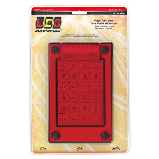 LED Autolamps Red LED Stop/Tail Lamp Insert For J3 Series Blister Pack - J3RM