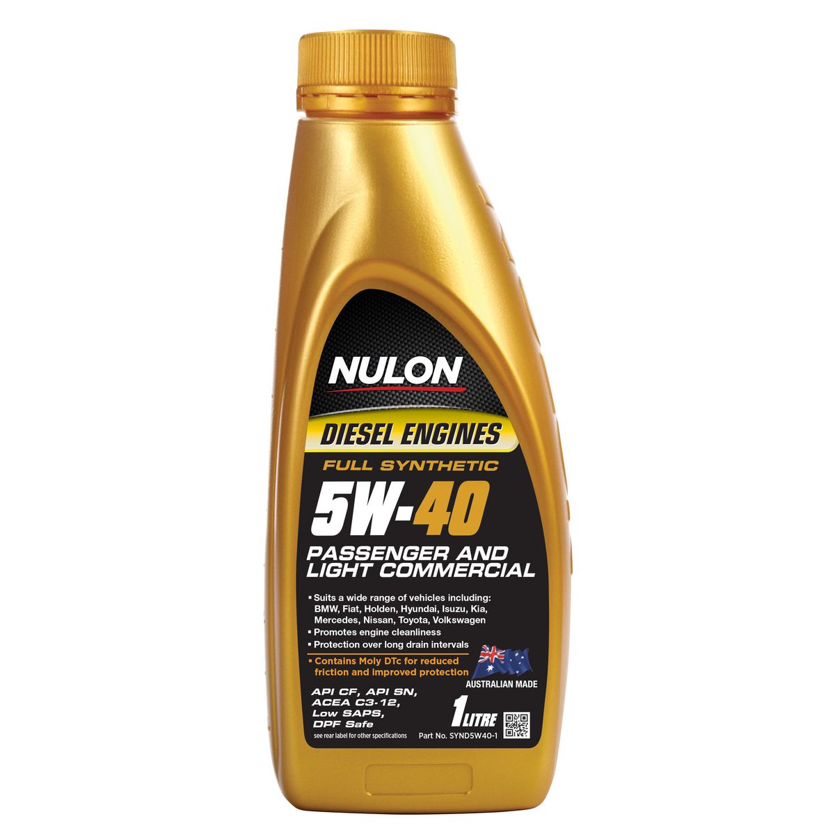 Nulon Full Synthetic Passenger and Light Commercial Diesel Engine Oil 5W-40 1L - SYND5W401