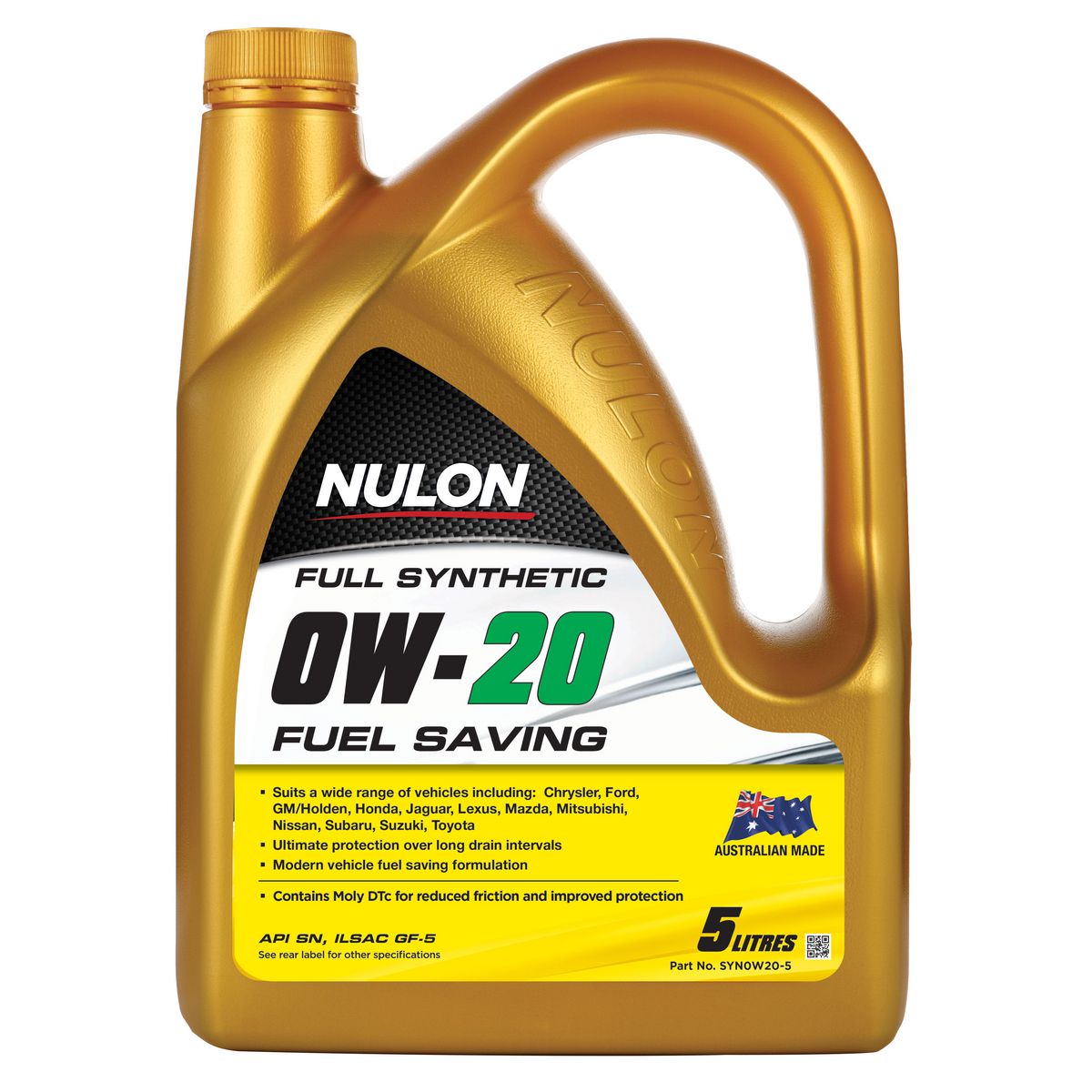 Nulon Full Synthetic Fuel Saving Engine Oil 0W-20 5L - SYN0W205