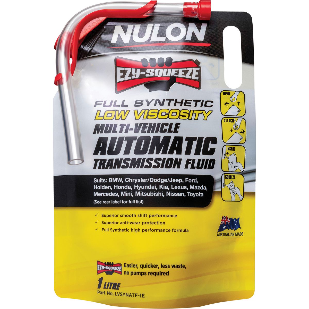 Nulon EZY-SQUEEZE Low Viscosity Auto Trans Fluid Full Synthetic 1L - LVSYNATF1E