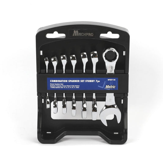 Mechpro Blue Stubby Combination Spanner Set Metric 7pc MPBSP116K - MPBSP116K