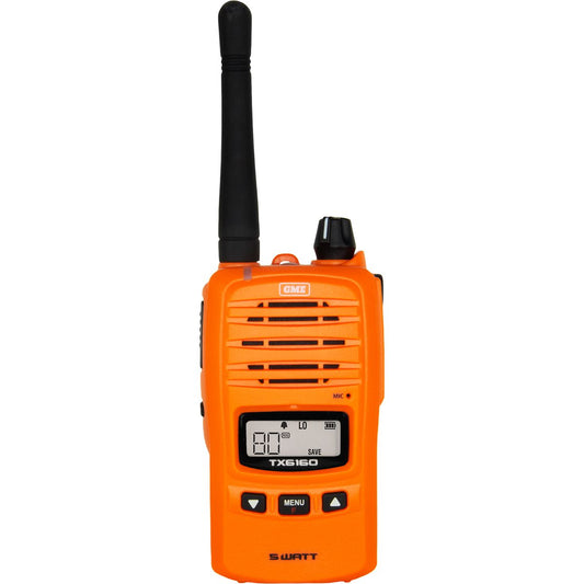 GME UHF CB Handheld Radio 1 and 5 Watt IP67 Blaze Orange - TX6160XO