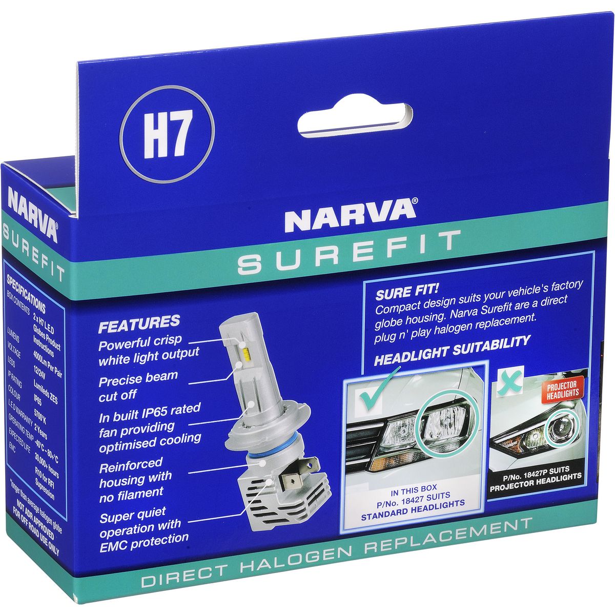 Narva H7 Surefit Led Globes - 18427