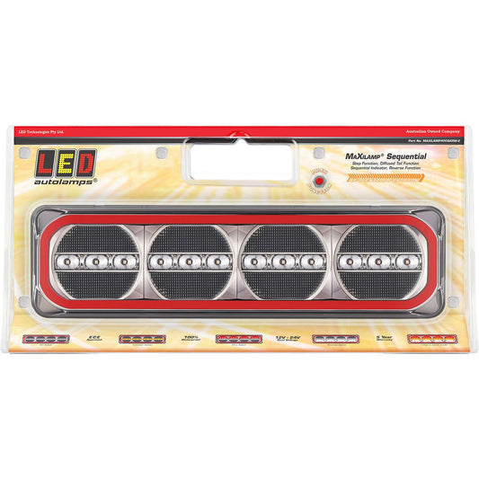 LED Autolamps Multi Volt Stop/Tail/Ind/Rev With Try Me Function Diffused Tail With Sequential Indicator Twin Blister - 385ARWM-2